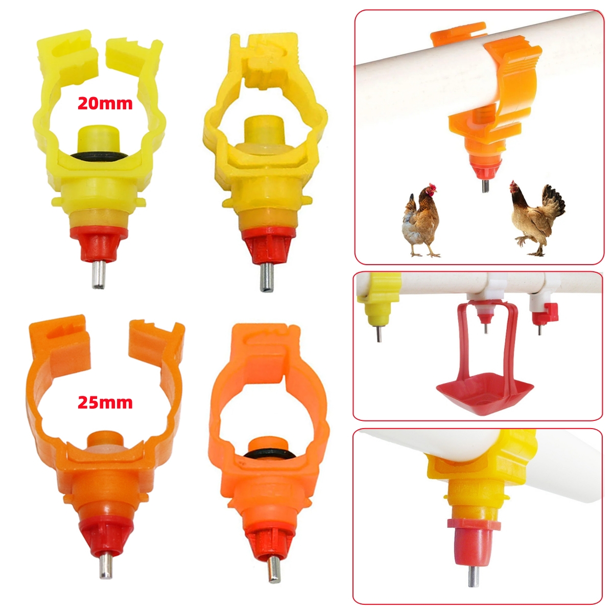 20mm 25mm Kelepçe tipi Kümes H - Chicken Nipple Drinker incelemesi ve fiyatı
